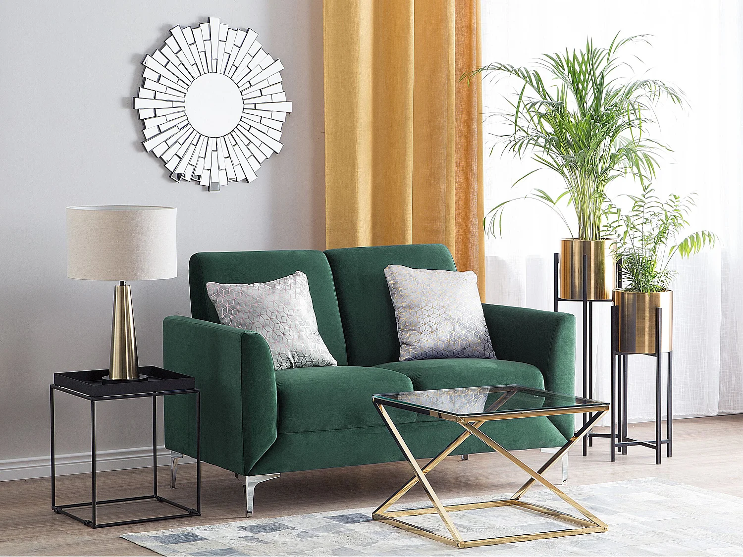 Bank FENES Fluweel Donkergroen 2-zitter