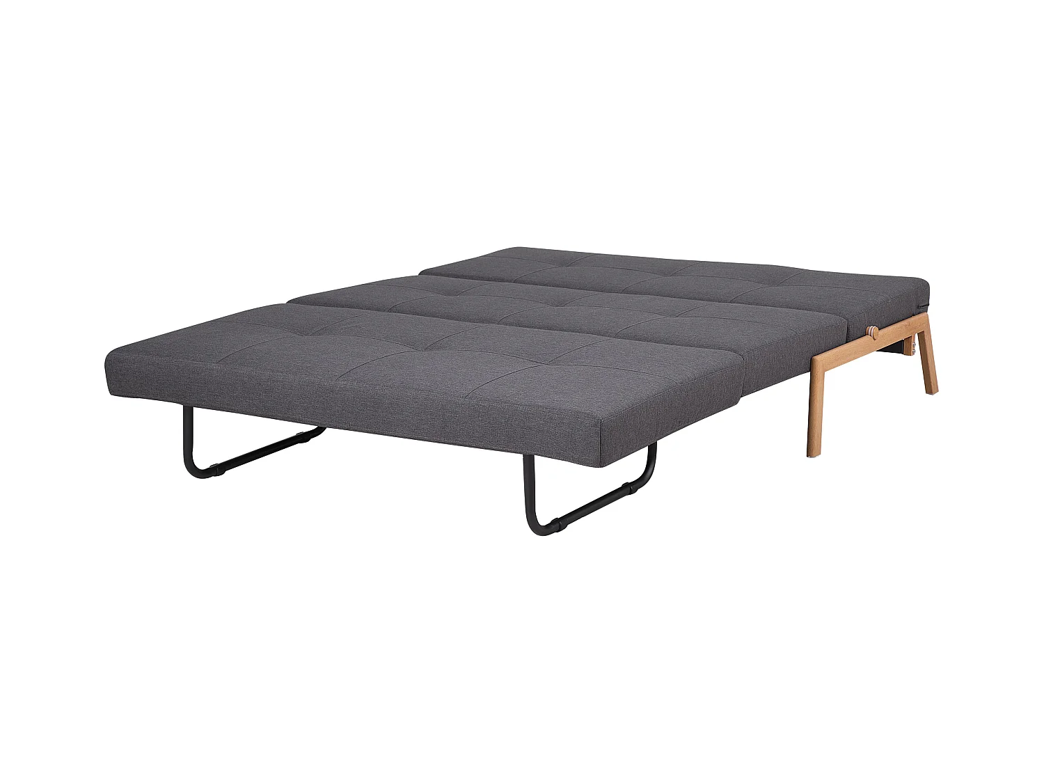 2-Sitzer Schlafsofa Stoffbezug dunkles Grau gesteppt hohe Metallbeine Edland