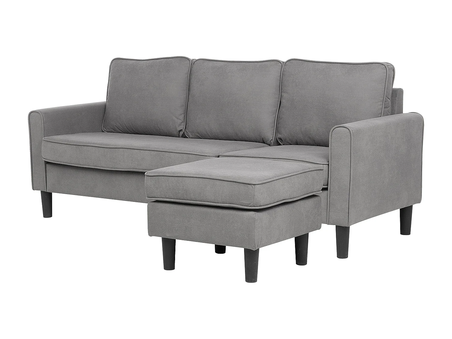 Canapé 3 places AVESTA Tissu Gris clair avec ottoman