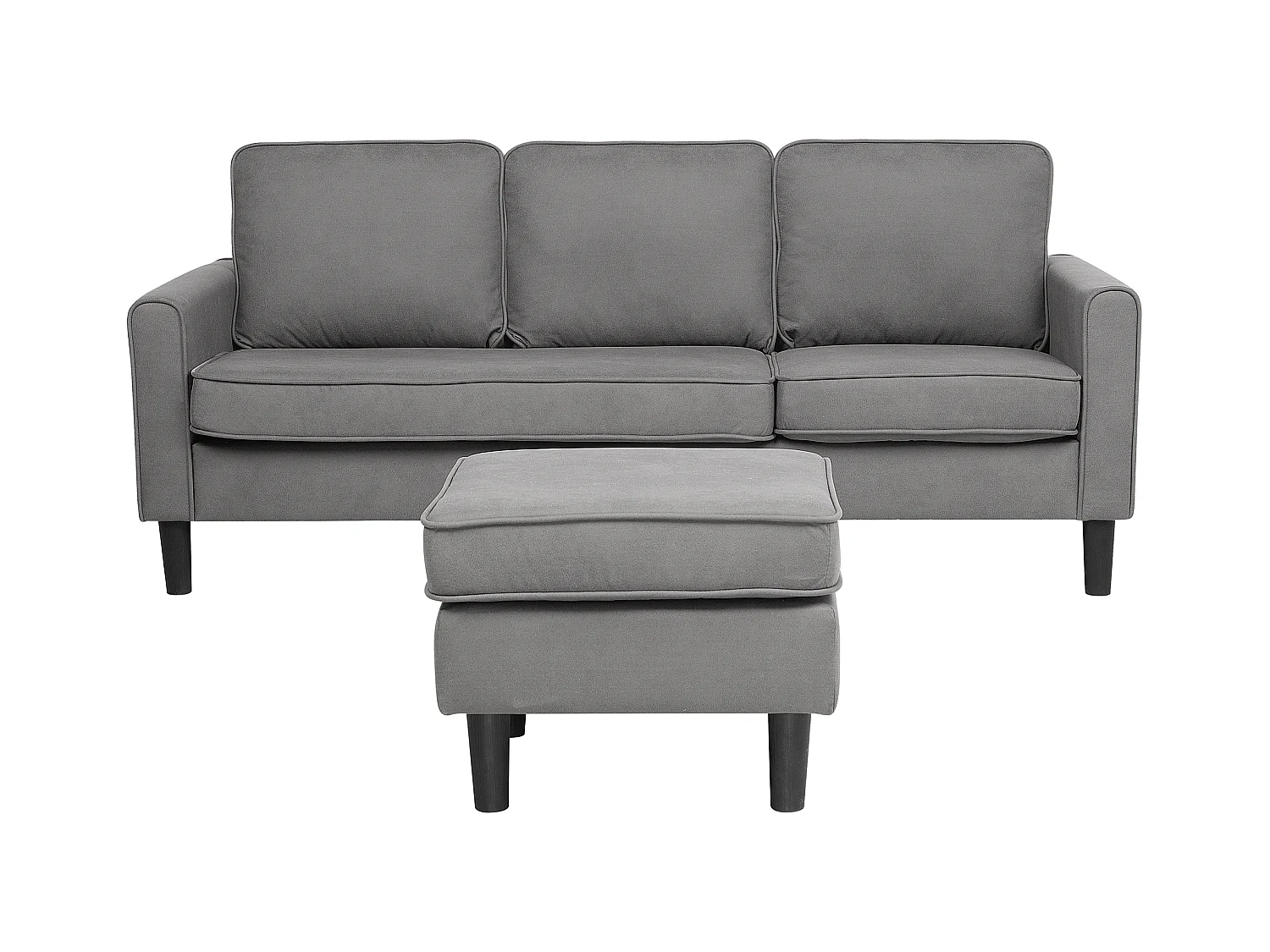 Canapé 3 places AVESTA Tissu Gris clair avec ottoman