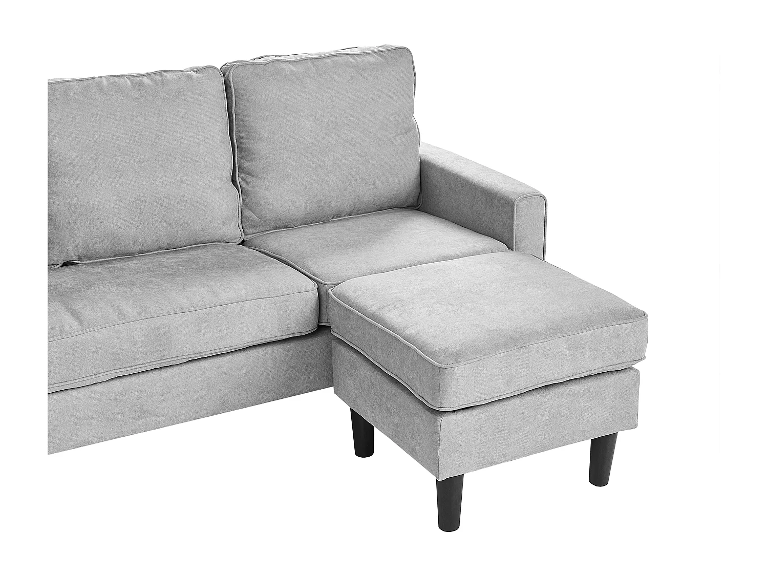 Canapé 3 places AVESTA Tissu Gris clair avec ottoman