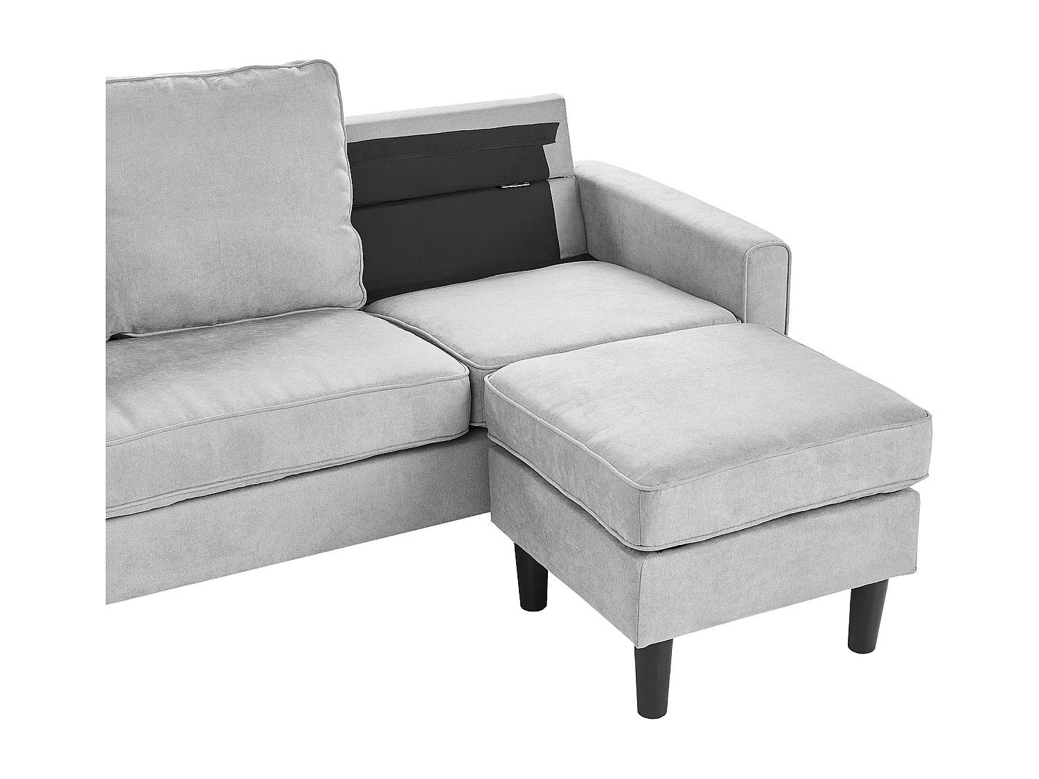 Canapé 3 places AVESTA Tissu Gris clair avec ottoman