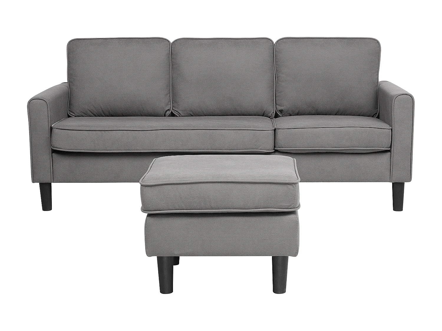 Canapé 3 places AVESTA Tissu Gris clair avec ottoman