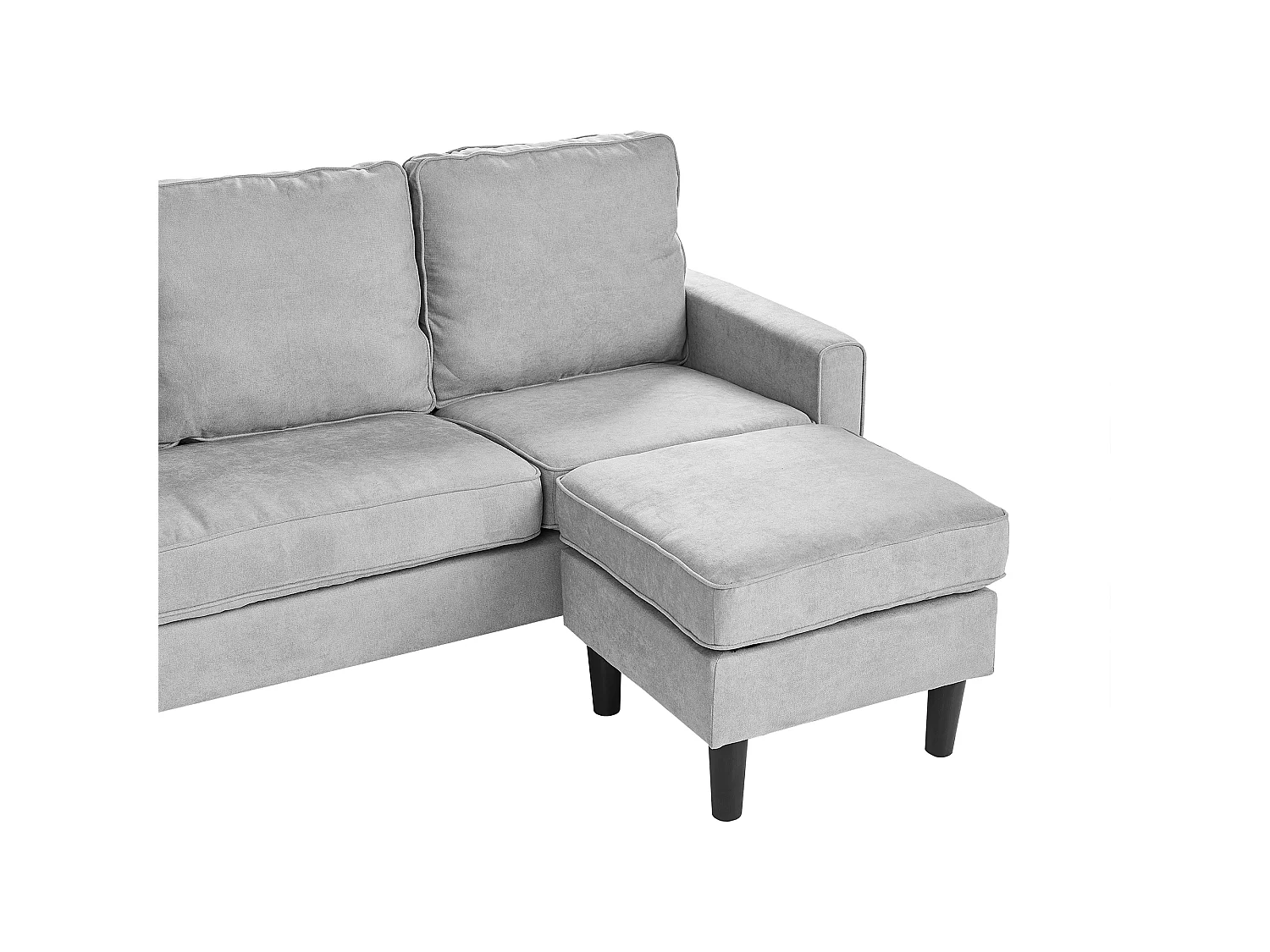 Canapé 3 places AVESTA Tissu Gris clair avec ottoman