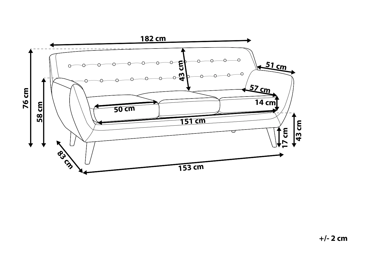 Sofa MOTALA Niebieski dla 3 osób