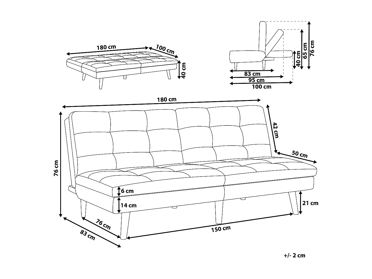 Schlafsofa individuell verstellbare Rückenlehne Polsterbezug blau Ronne