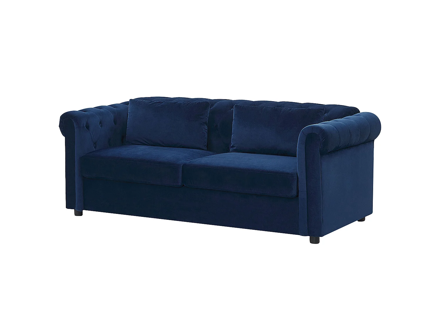 Schlafsofa CHESTERFIELD Samtstoff Blau 3-Sitzer