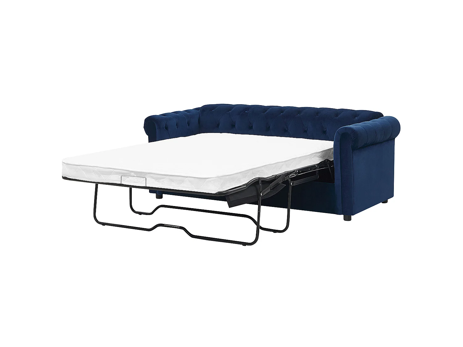 Schlafsofa CHESTERFIELD Samtstoff Blau 3-Sitzer