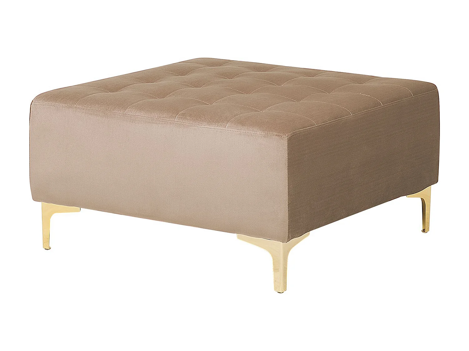 Canapé-lit d'angle modulable 5 places ABERDEEN Velours Beige sable avec ottoman Côté droit