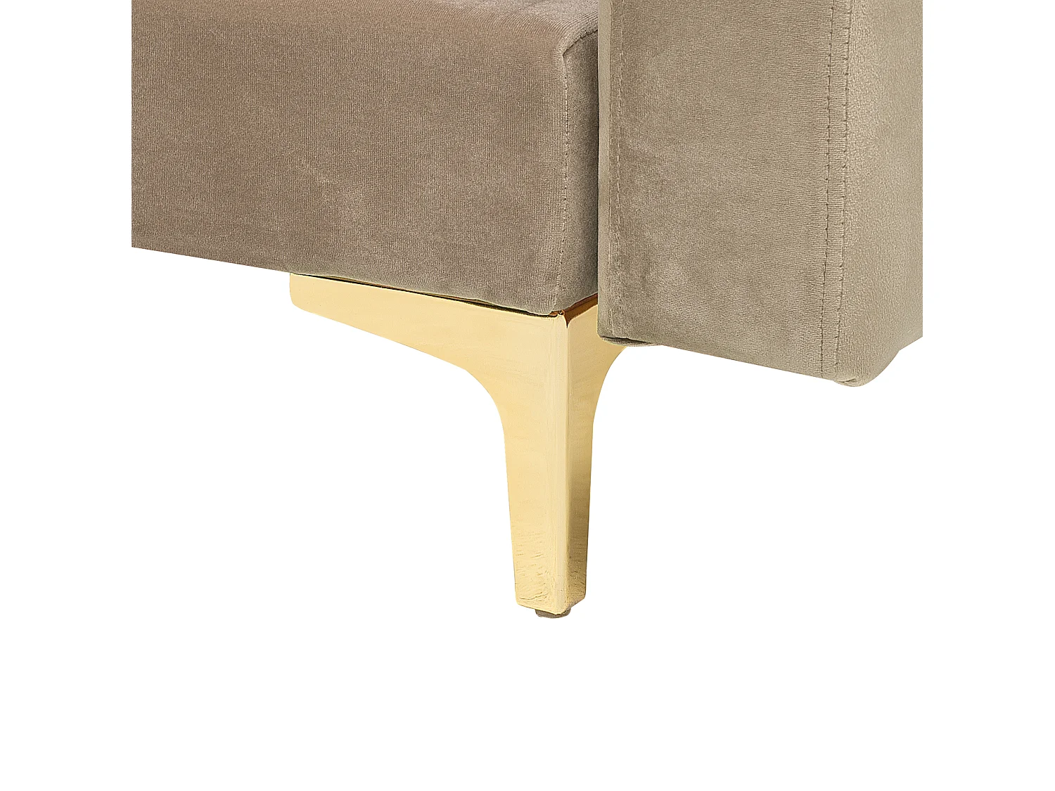 Canapé-lit d'angle modulable 5 places ABERDEEN Velours Beige sable avec ottoman Côté droit