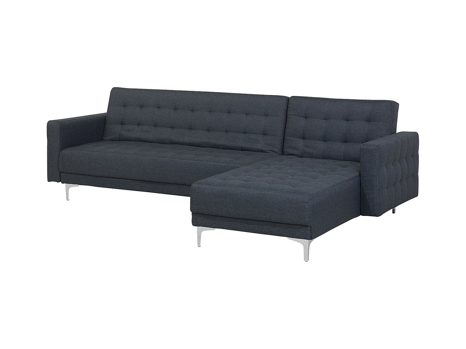 Canapé Angle à droite en Tissu Gris Foncé 4 Places Dossier Réglable Chic Aberdeen