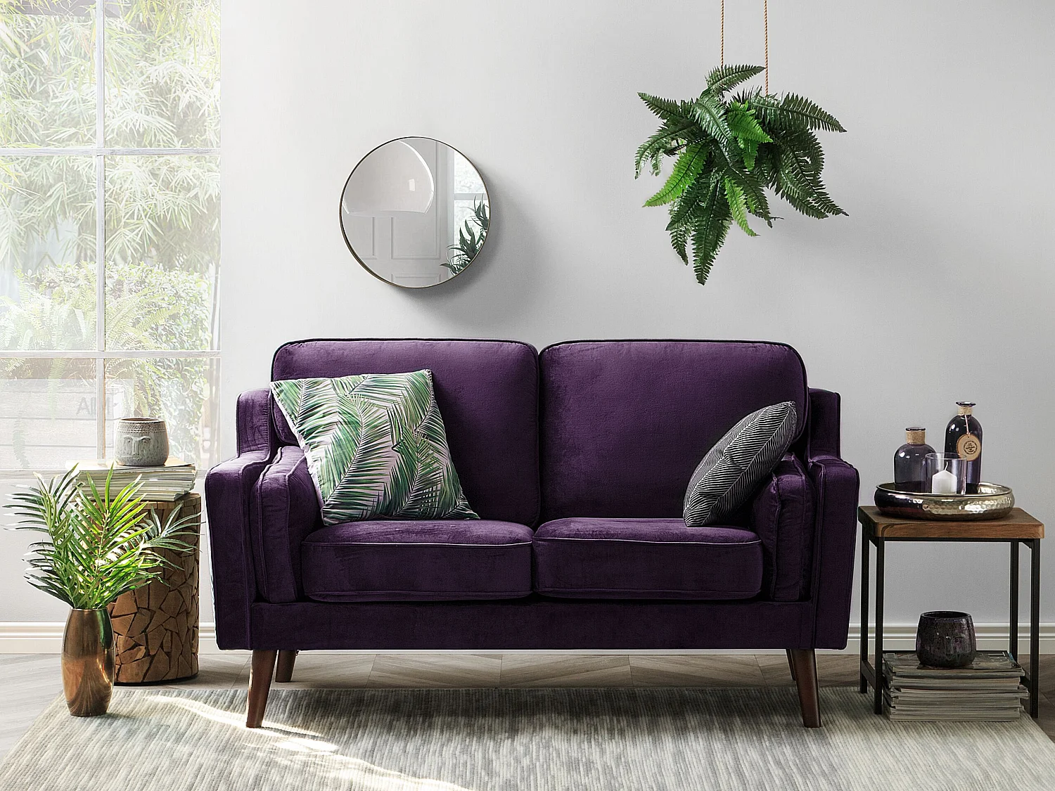 Bank LOKKA Fluweel Paars 2-zitter