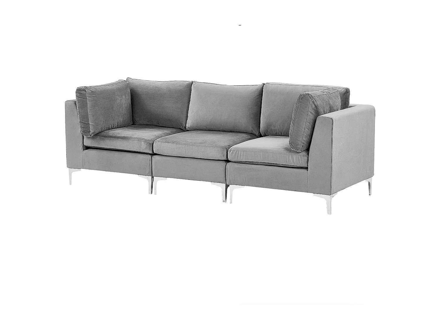 Modernes Modulsofa 3-Sitzer mit Polsterbezug aus Samtstoff in Grau Glamour Evja
