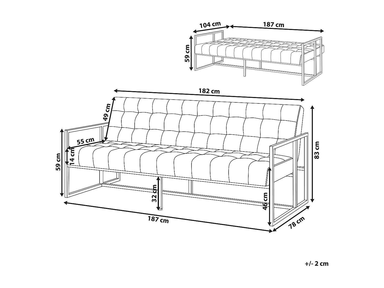 Sofá-cama MARSTAL Veludo Verde esmeralda 3 lugares