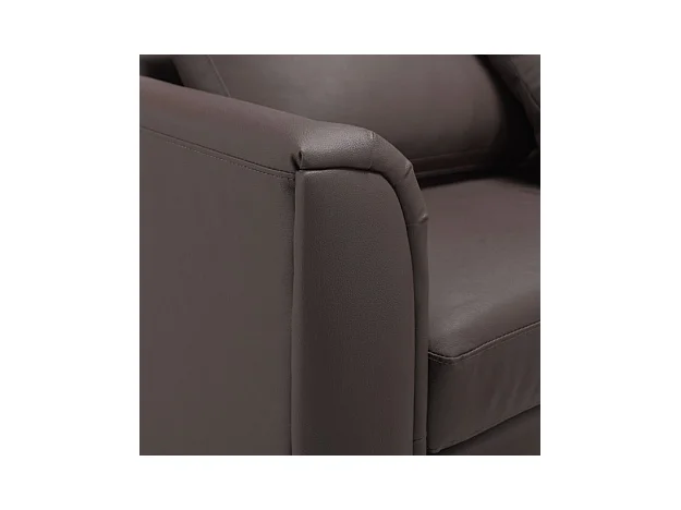 Canapé Angle à droite en Cuir Véritable Marron et Pouf Ottoman Housses Amovibles Oslo