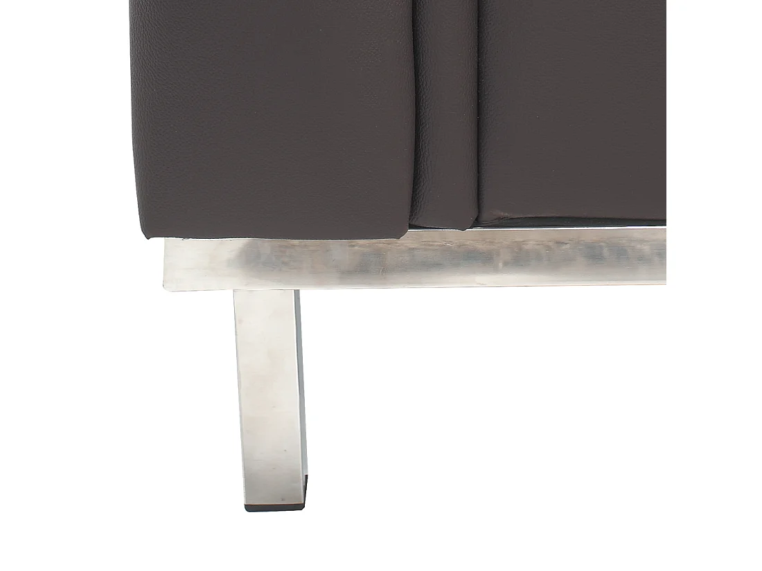 Canapé Angle à droite en Cuir Véritable Marron et Pouf Ottoman Housses Amovibles Oslo