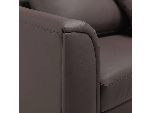 Canapé Angle à droite en Cuir Véritable Marron et Pouf Ottoman Housses Amovibles Oslo