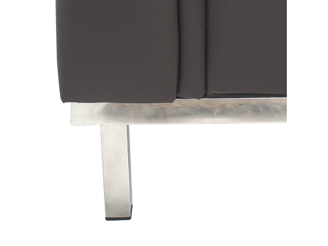 Canapé Angle à droite en Cuir Véritable Marron et Pouf Ottoman Housses Amovibles Oslo