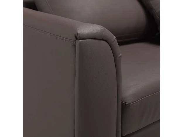 Canapé d'angle OSLO Cuir Marron avec ottoman 5 places Côté gauche