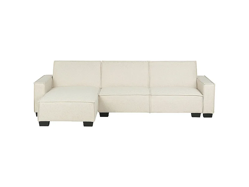 3-Sitzer Ecksofa rechts L-förmig Stoff hellbeige mit Schlaffunktion Romedal