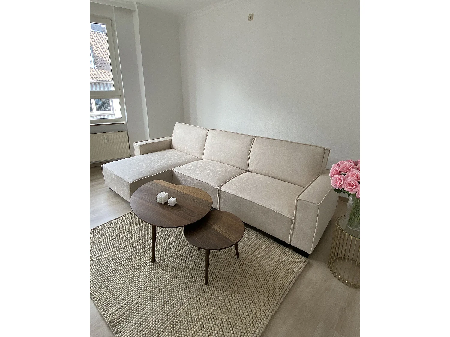 Canapé d'angle convertible clic-clac 3 places en coton Beige BELIANI