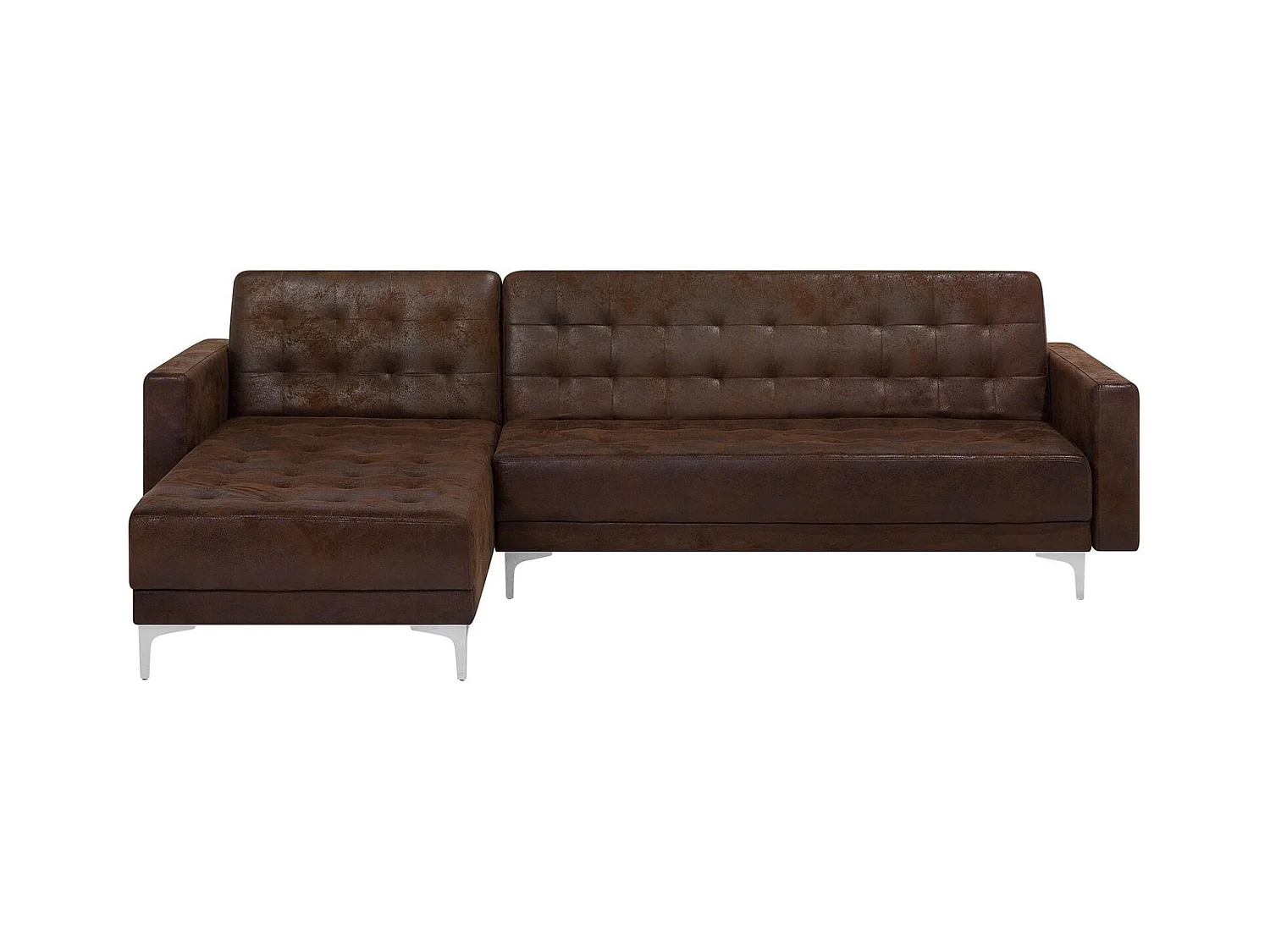 Canapé Angle à gauche Modulable Convertible Cuir PU Marron Classique Aberdeen
