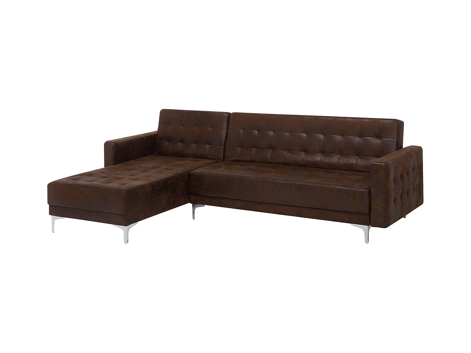 Canapé Angle à gauche Modulable Convertible Cuir PU Marron Classique Aberdeen