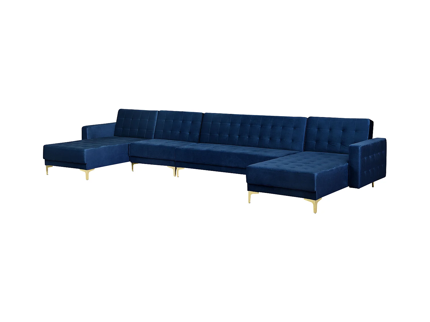 Canapé-lit modulable en forme de U 6 places ABERDEEN Velours Bleu marine