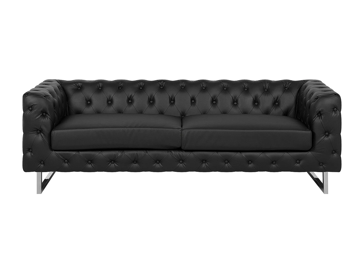 Klassisches 3er Sofa Kunstleder Chesterfield Stil schwarz Vissland