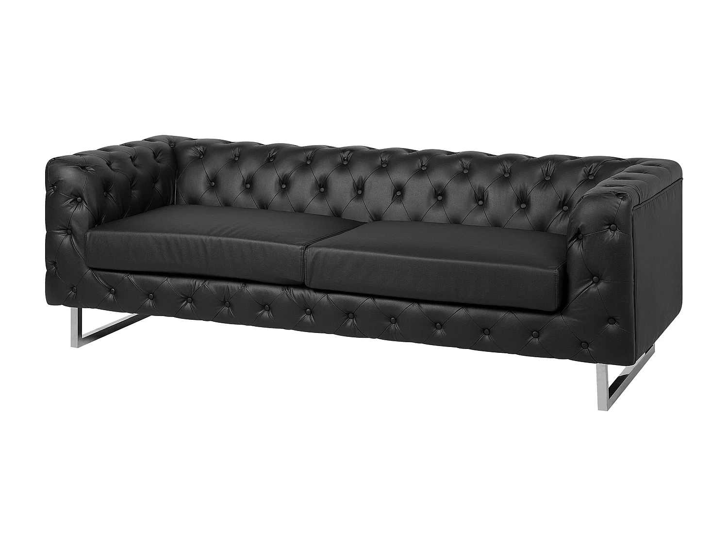 Klassisches 3er Sofa Kunstleder Chesterfield Stil schwarz Vissland