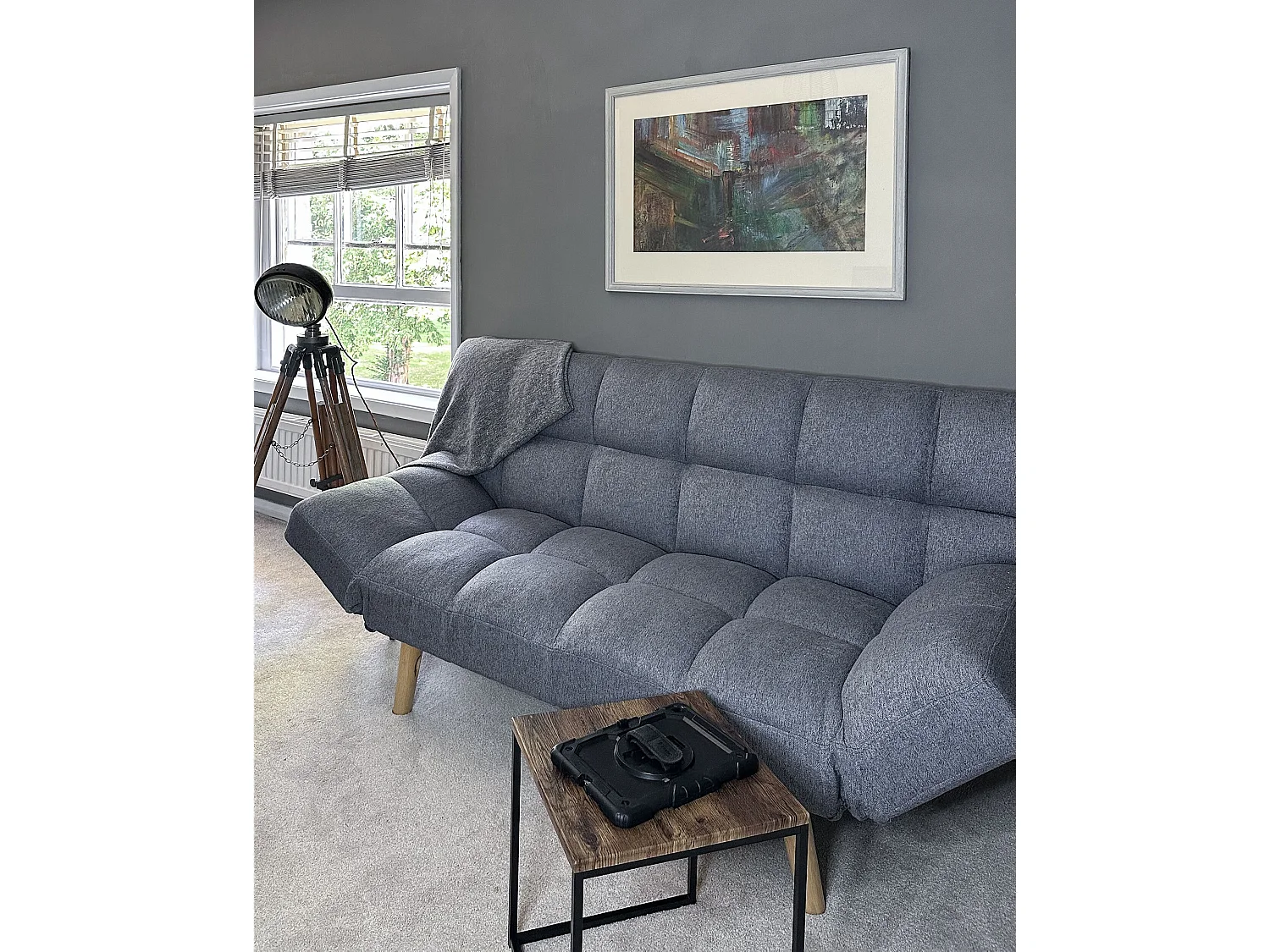 Canapé convertible clic-clac 2 places en coton gris anthracite INGARO