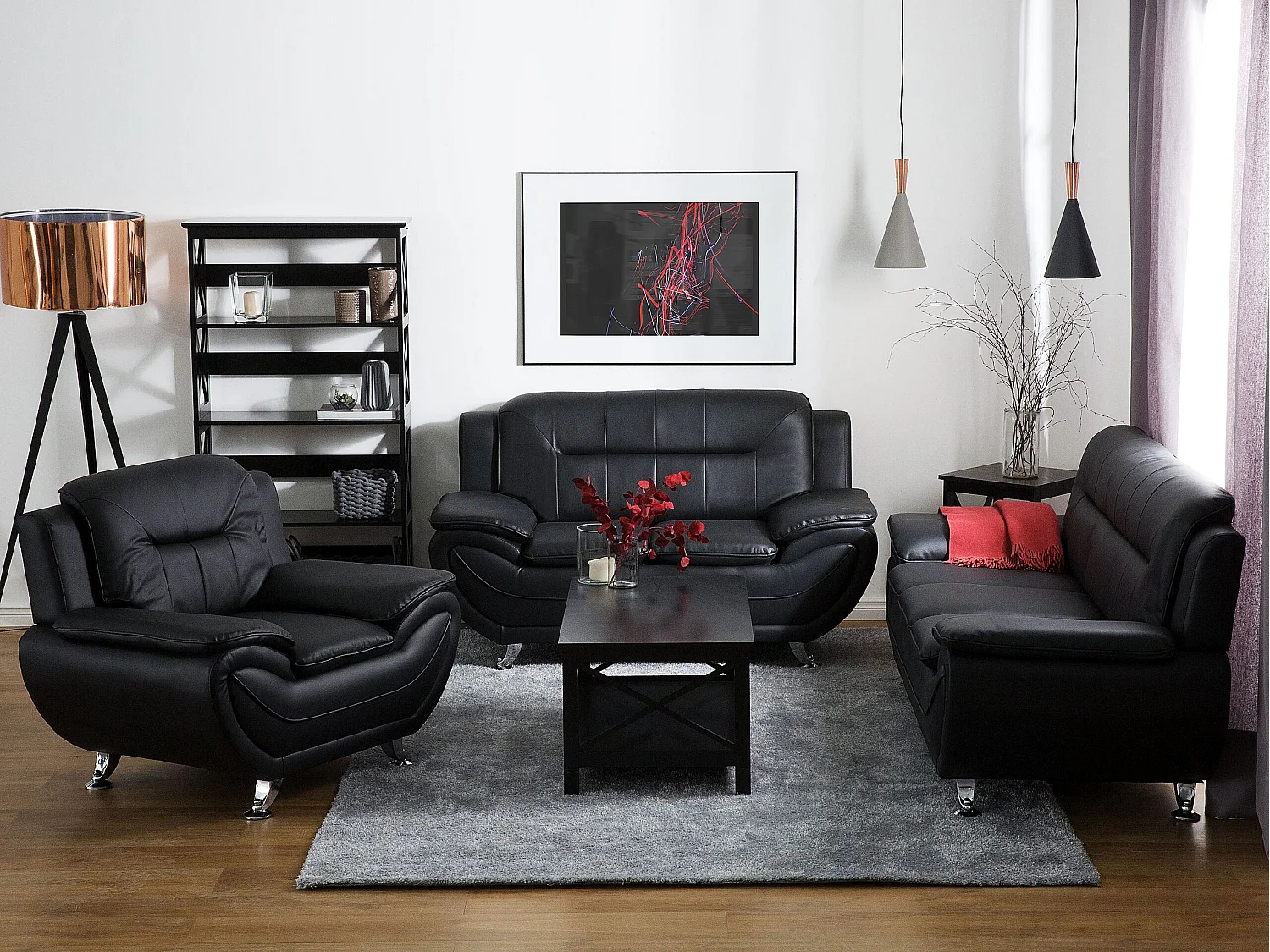 Bank LEIRA Kunstleer Zwart 2-zitter