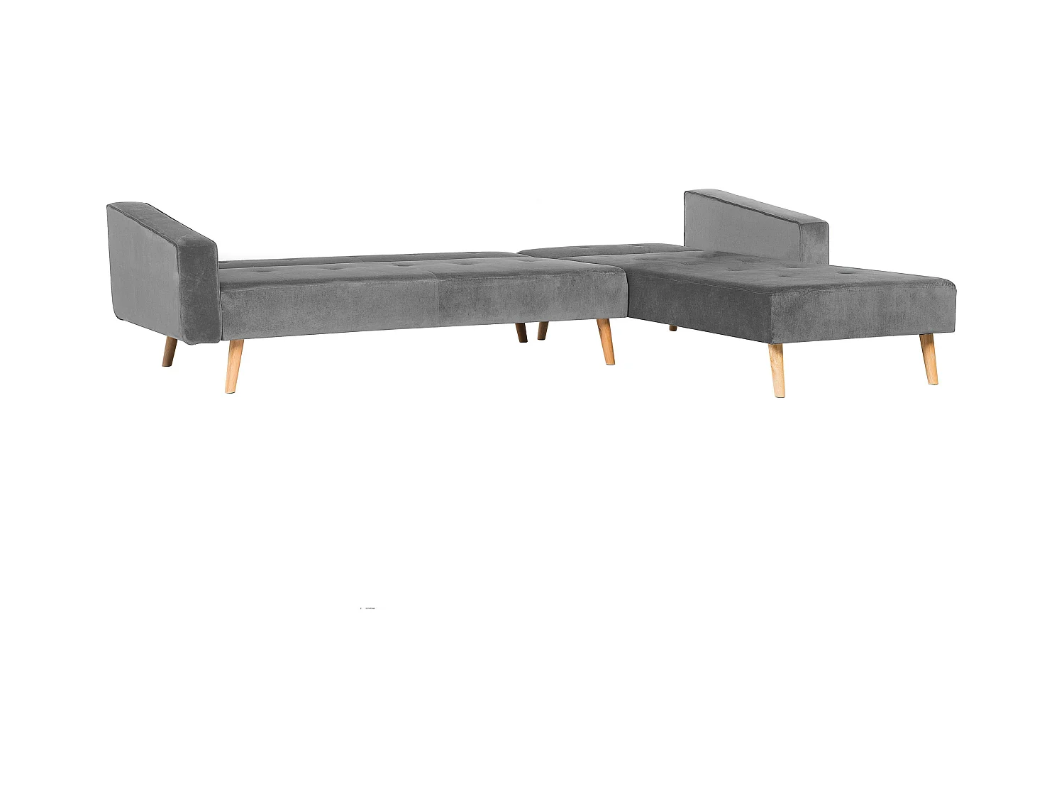 Ecksofa linksseitig Retro Stil Samtstoff grau mit Zierkissen Vadso