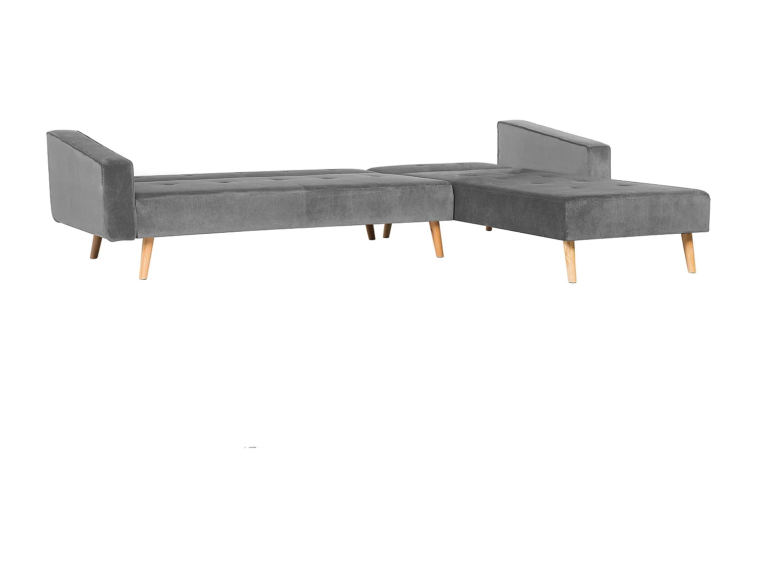 Ecksofa linksseitig Retro Stil Samtstoff grau mit Zierkissen Vadso