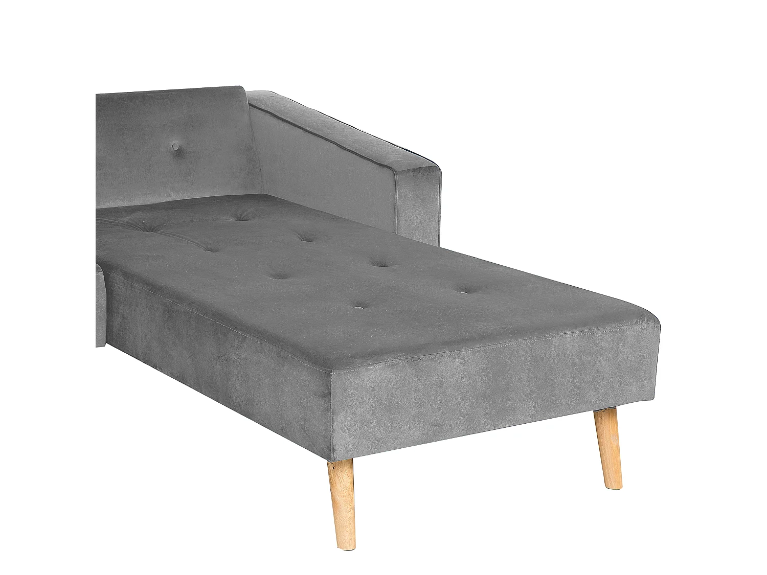 Ecksofa linksseitig Retro Stil Samtstoff grau mit Zierkissen Vadso