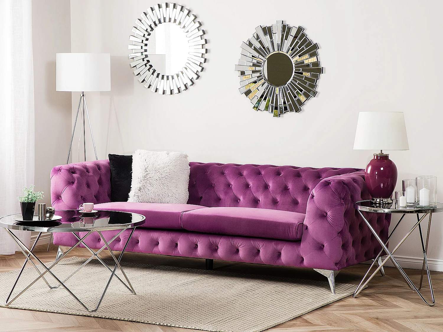 Divano SOTRA Velluto Viola 3 posti