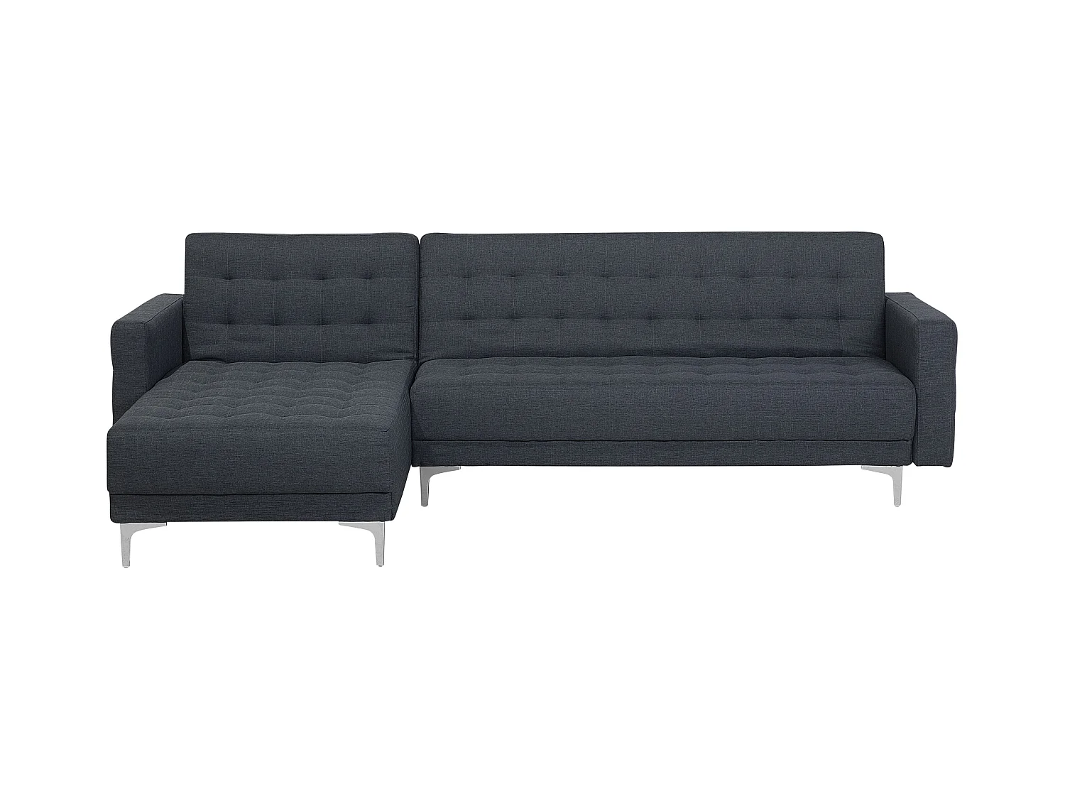 Canapé Angle à gauche en Tissu Gris Foncé 4 Places Dossier Réglable Chic Aberdeen