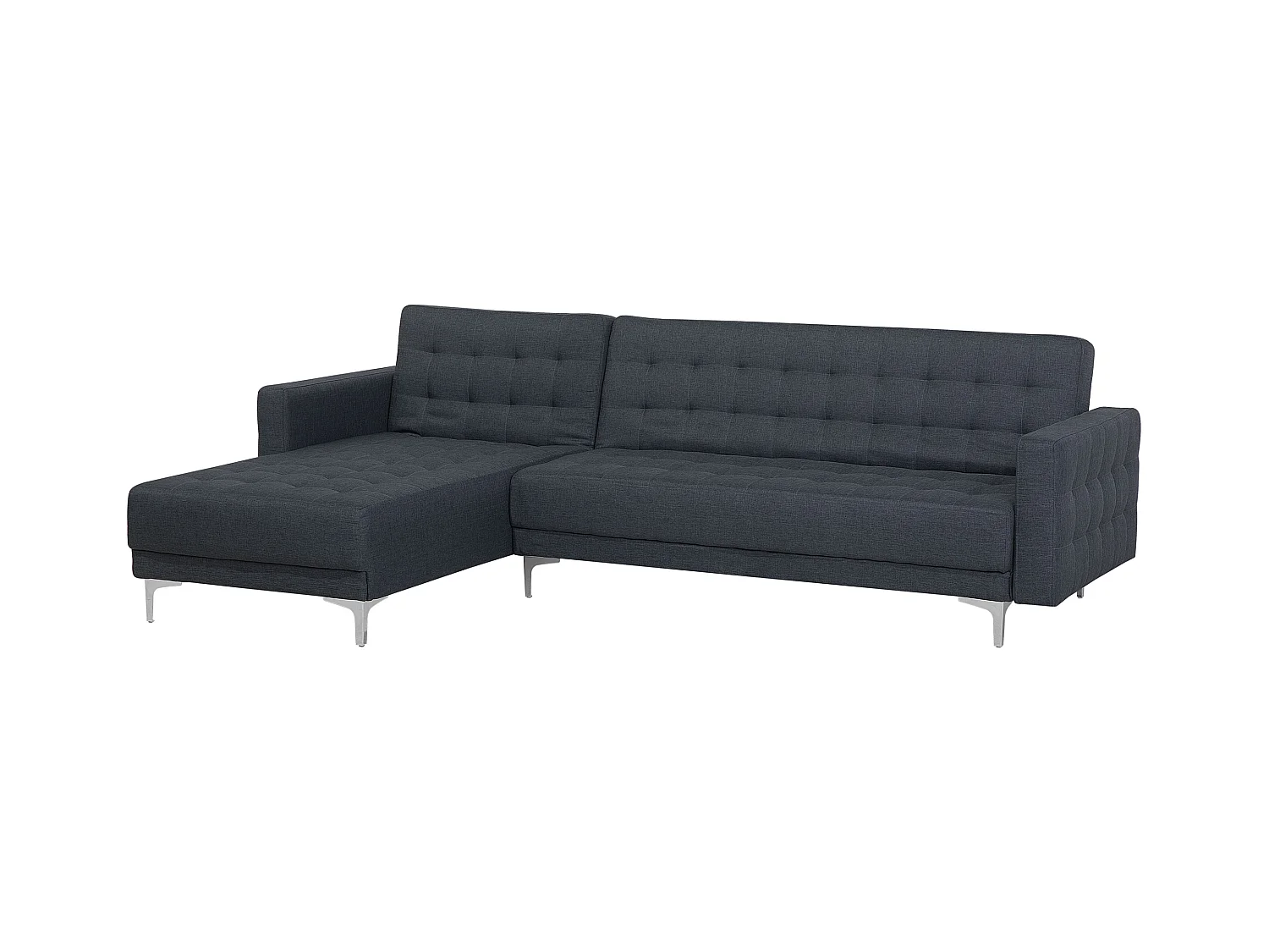 Canapé Angle à gauche en Tissu Gris Foncé 4 Places Dossier Réglable Chic Aberdeen