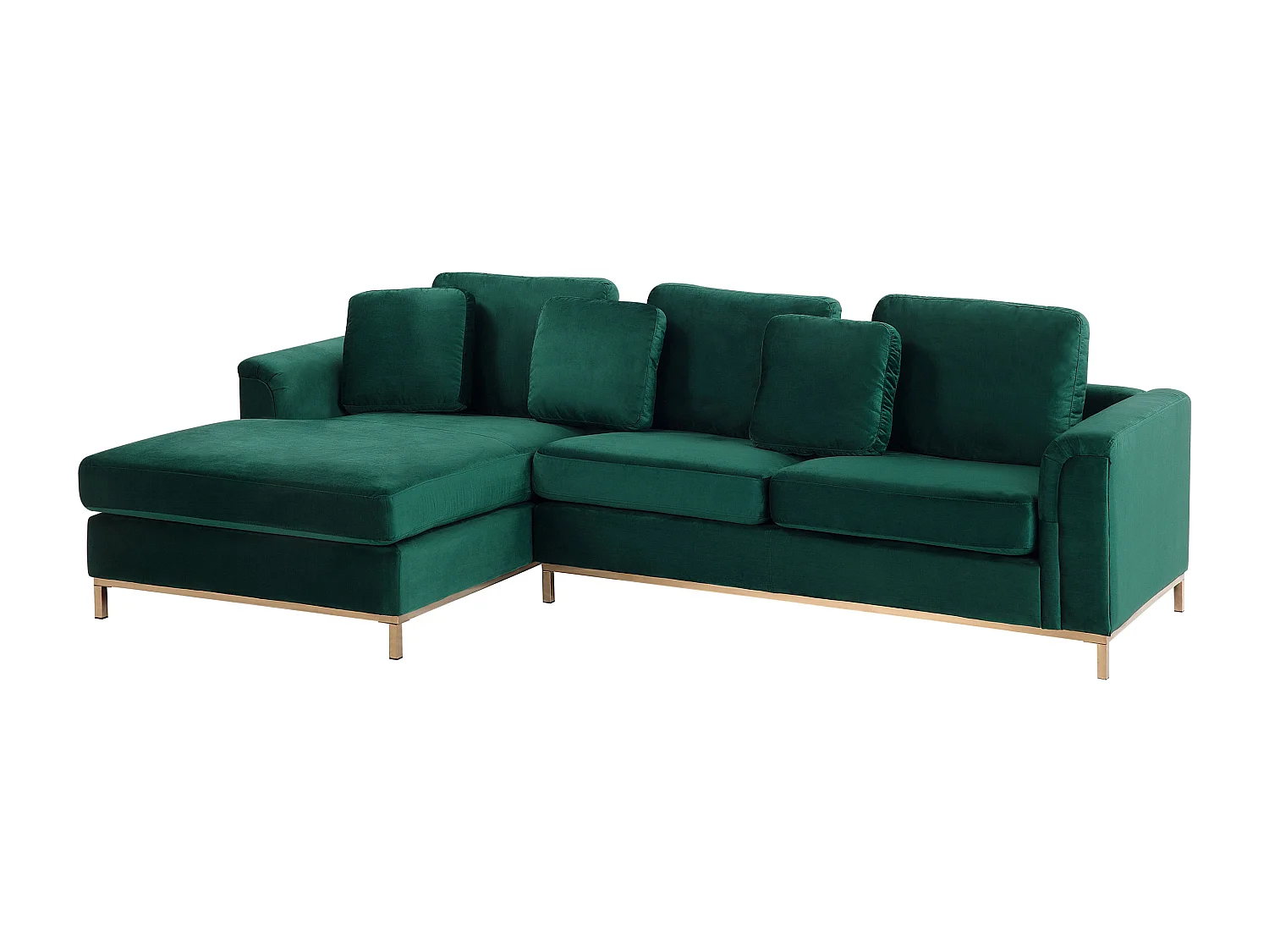 Canapé Angle à gauche en Velours Vert Dossier Matelassé Housses Amovibles Oslo
