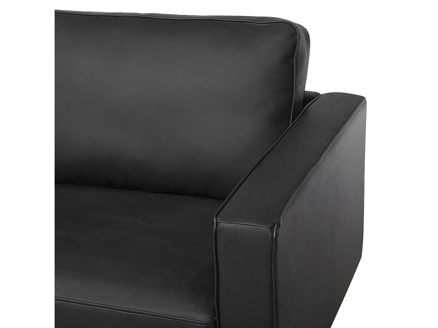 Sofá SAVALEN Pele Preto 3 lugares