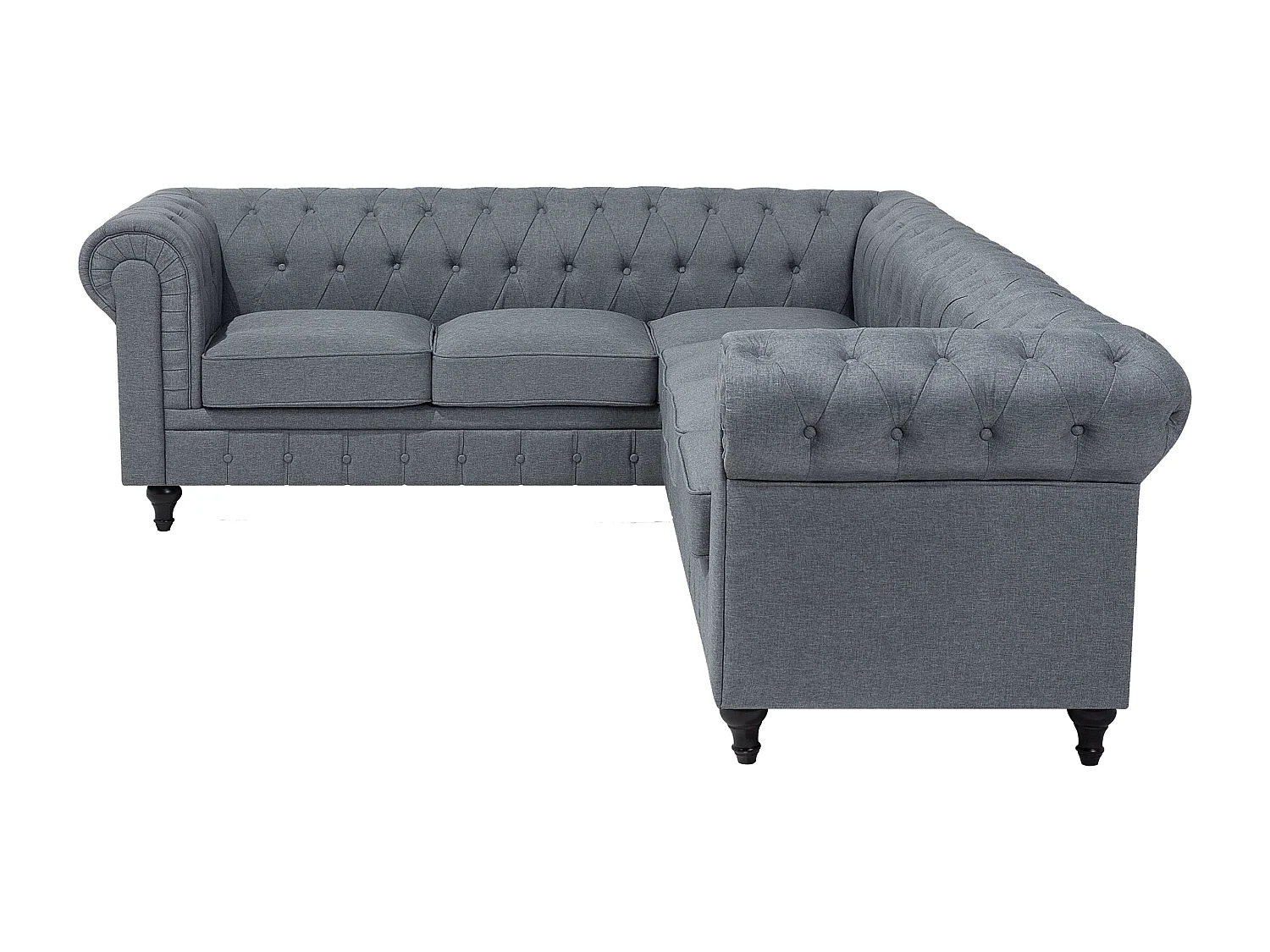 Narożnik CHESTERFIELD Szary dla 6 osób Prawostronny