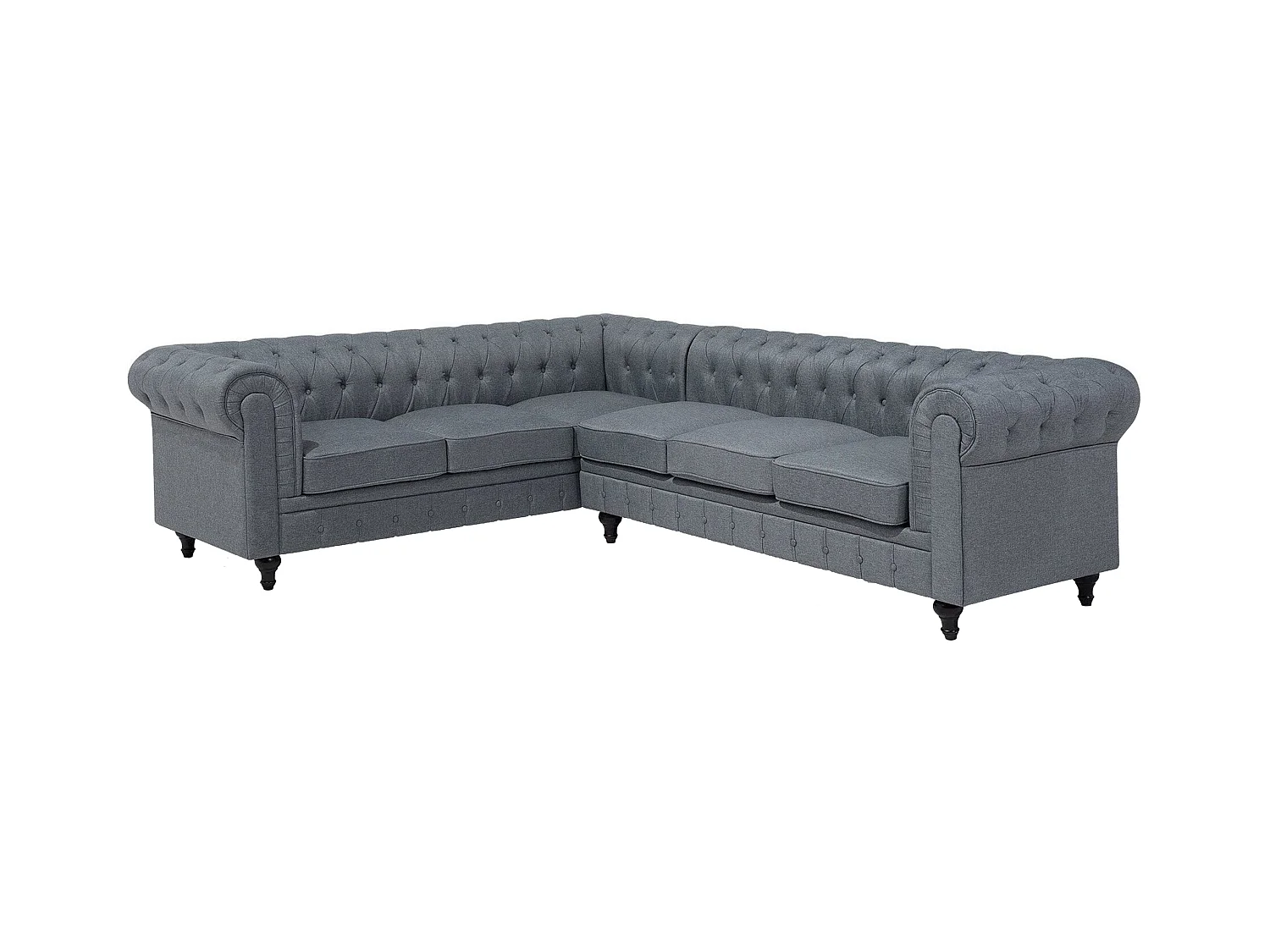 Edles Chesterfield Ecksofa linksseitig Polsterbezug hellgrau Chesterfield