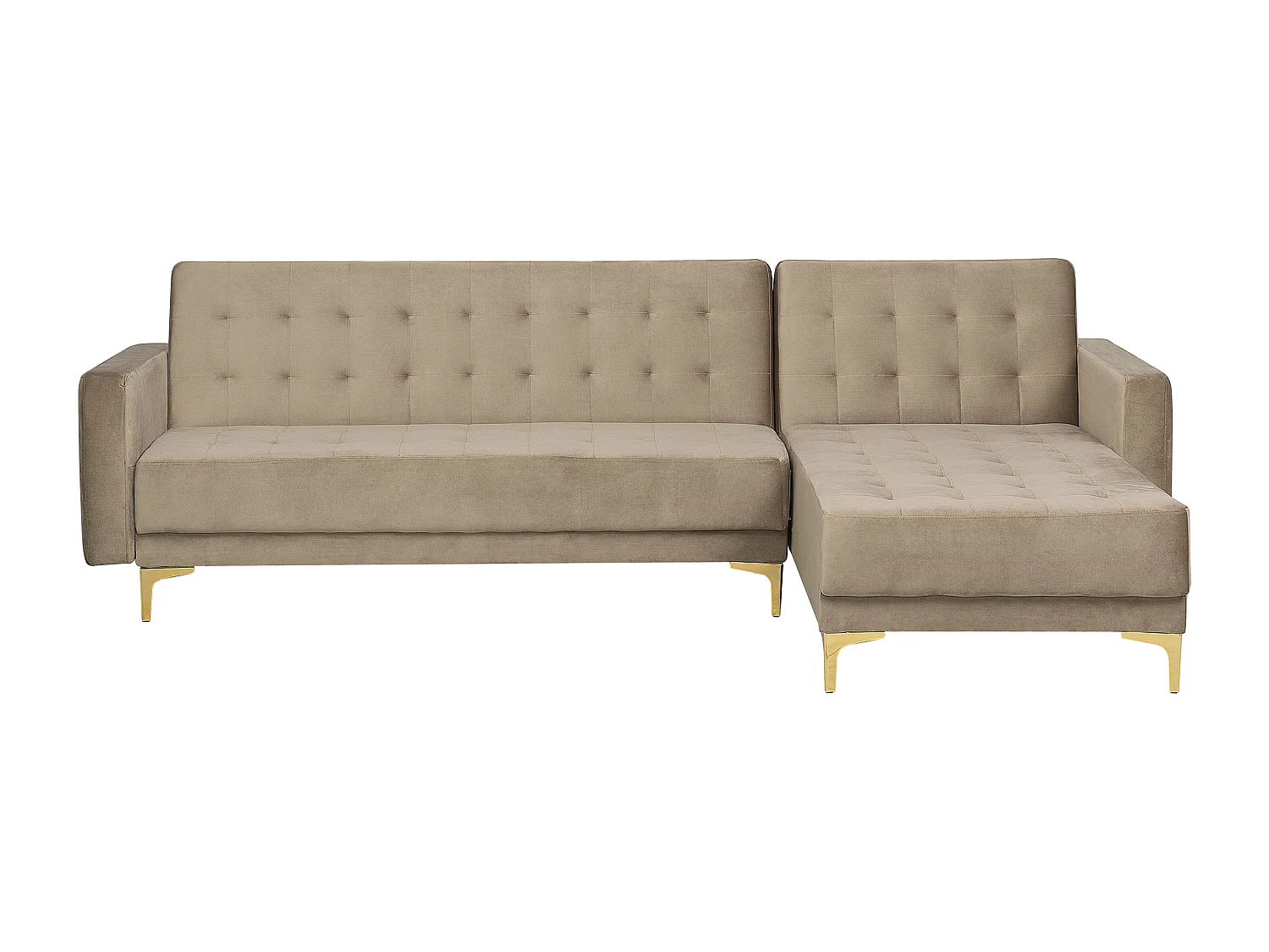 Modulaire hoekslaapbank ABERDEEN Fluweel Zandbeige 4-zitter Linkerzijde