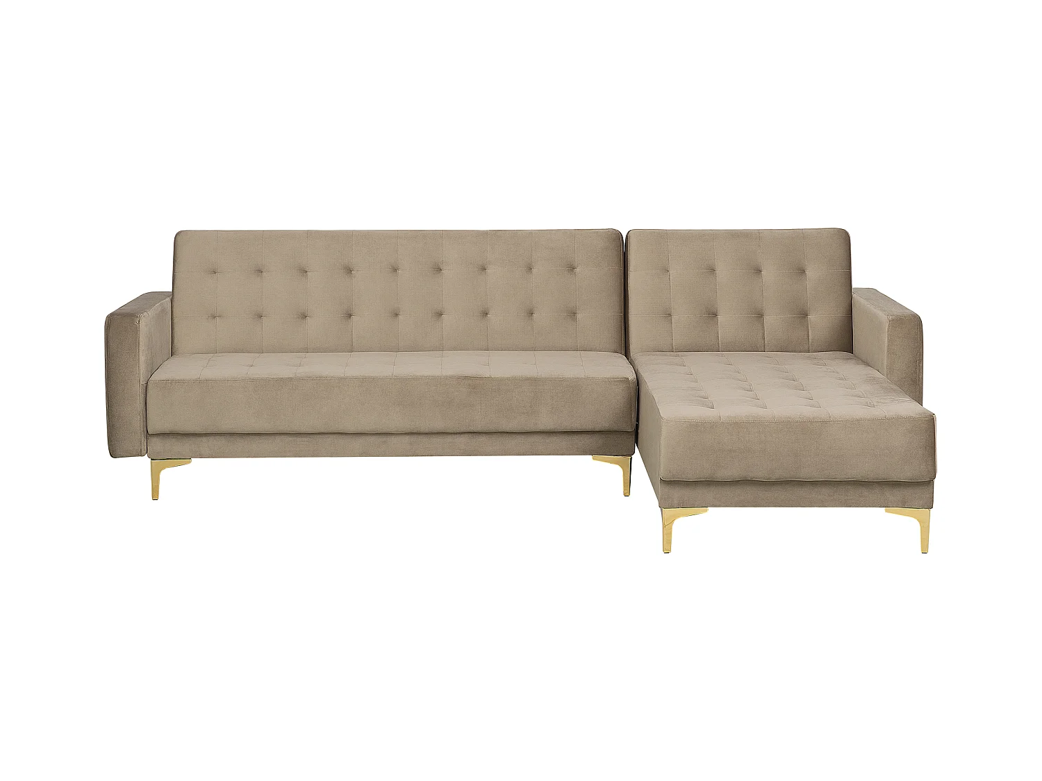 Divano letto angolare modulare ABERDEEN Velluto Beige sabbia 4 posti Lato Sinistro