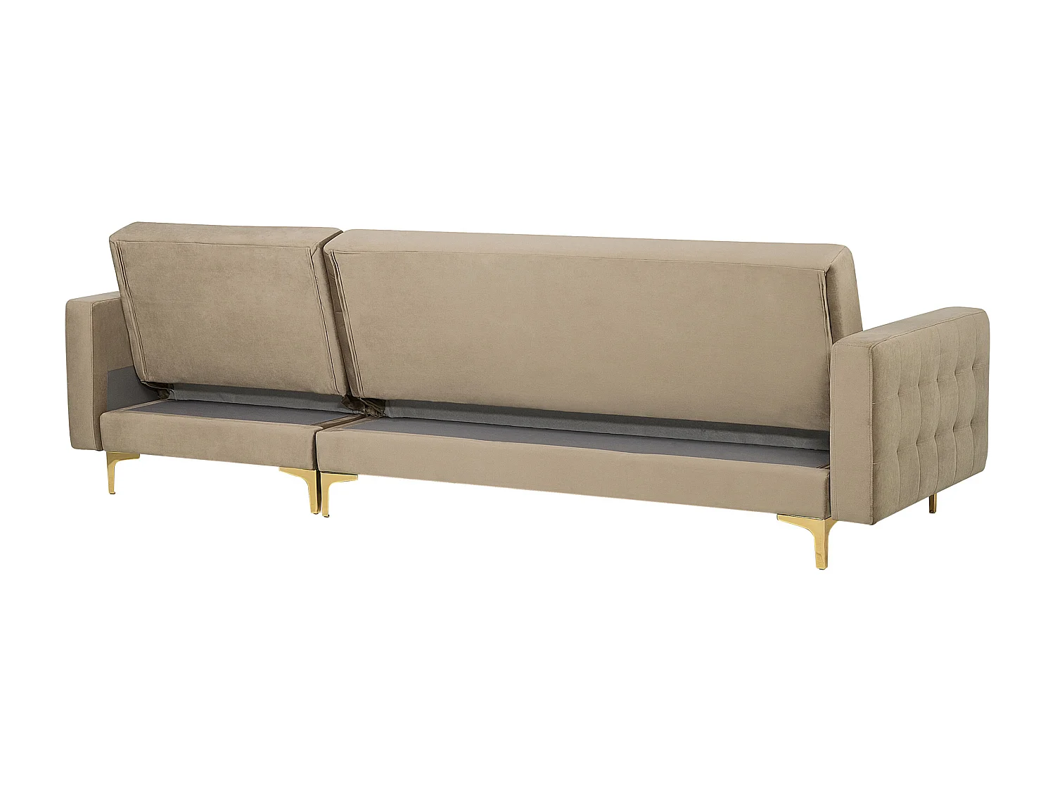 Modulaire hoekslaapbank ABERDEEN Fluweel Zandbeige 4-zitter Linkerzijde