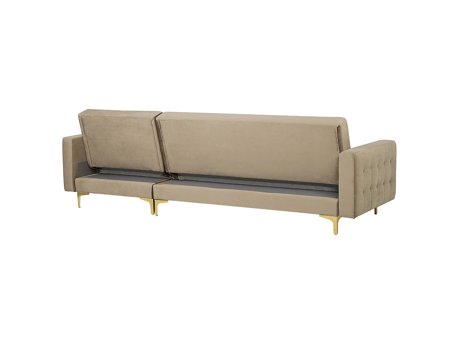 Canapé-lit d'angle modulable ABERDEEN Velours Beige sable 4 places Côté gauche