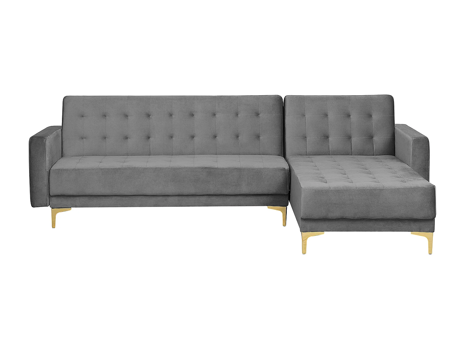 Canapé Angle à droite en Velours Gris Elégant 4 Places Dossier Réglable Aberdeen