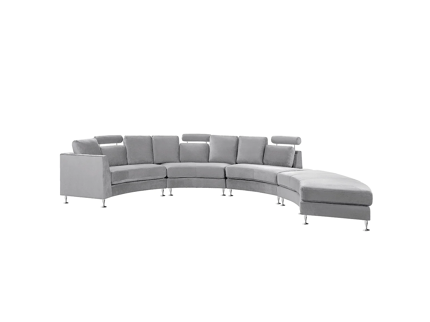 Halfronde bank ROTUNDE Fluweel Lichtgrijs 7-zitter