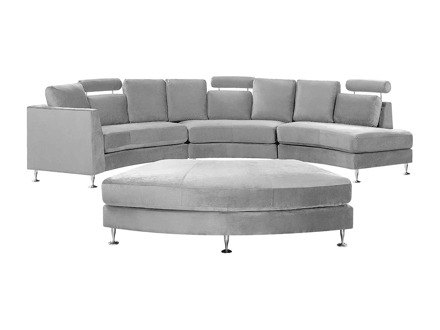 Halfronde bank ROTUNDE Fluweel Lichtgrijs 7-zitter