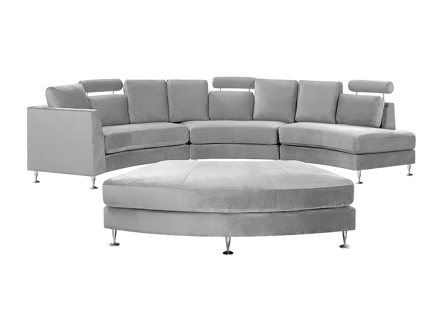 Canapé arrondi 7 places ROTUNDE Velours Gris clair